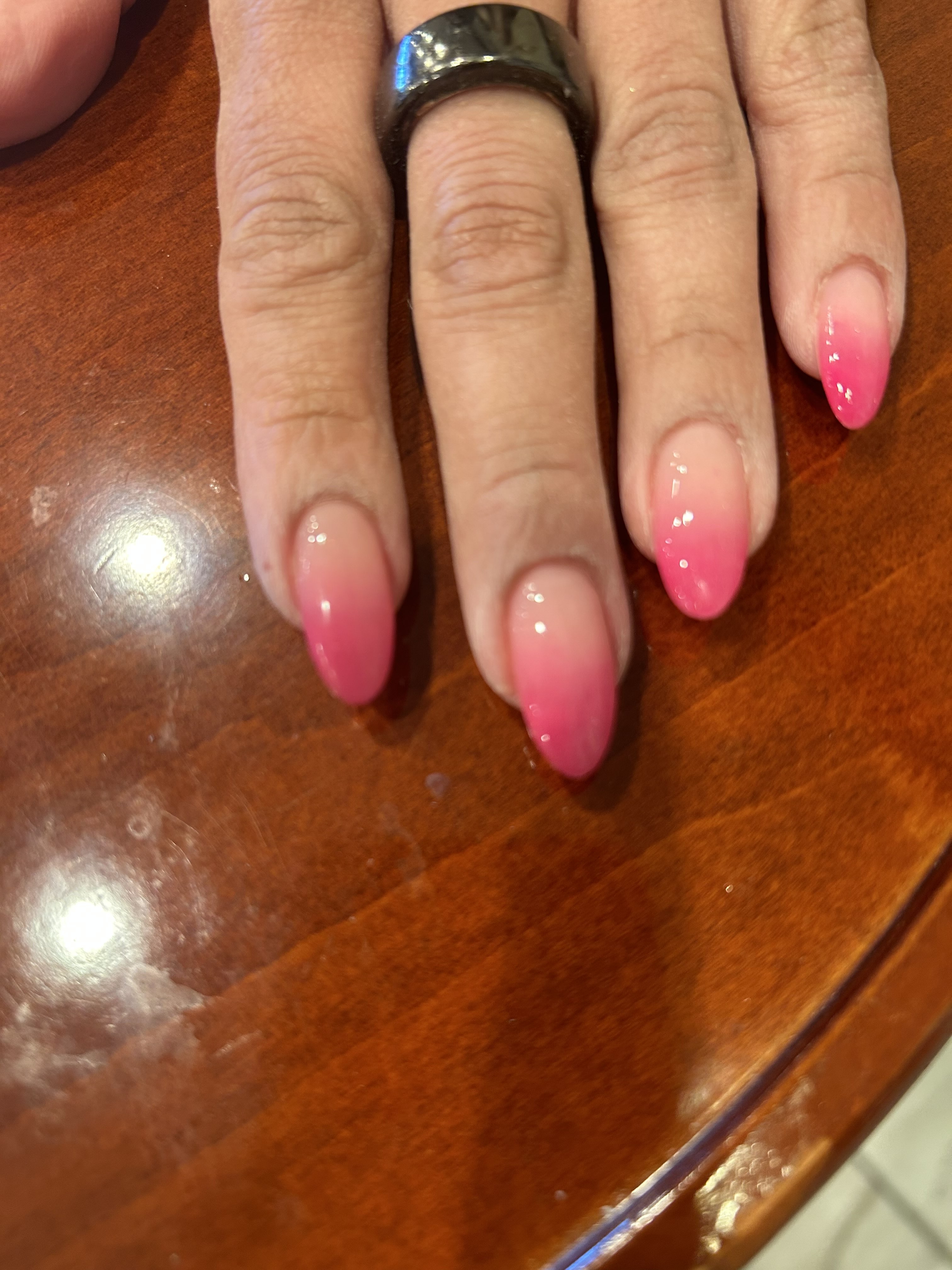Nude to Vibrant Pink Ombre Nail Design Nails